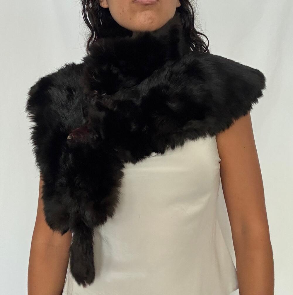 VTG 1950s Genuine Mink Fur Full Pelt Stole Wrap Capelet Preserved Heads Brown